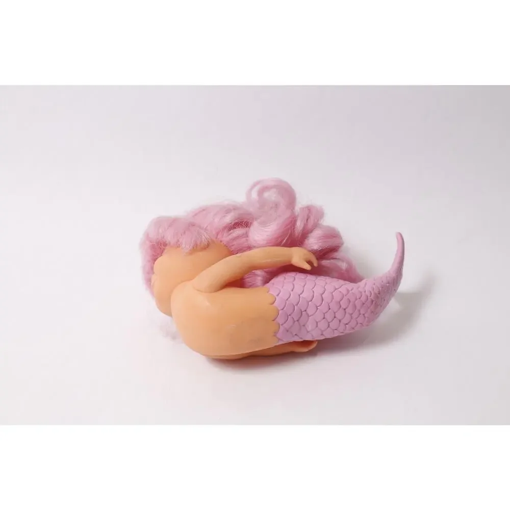 Vintage 1990s TNT Mermaid Bathtub Doll with Pink Hair and Tail ~260209-WH 964